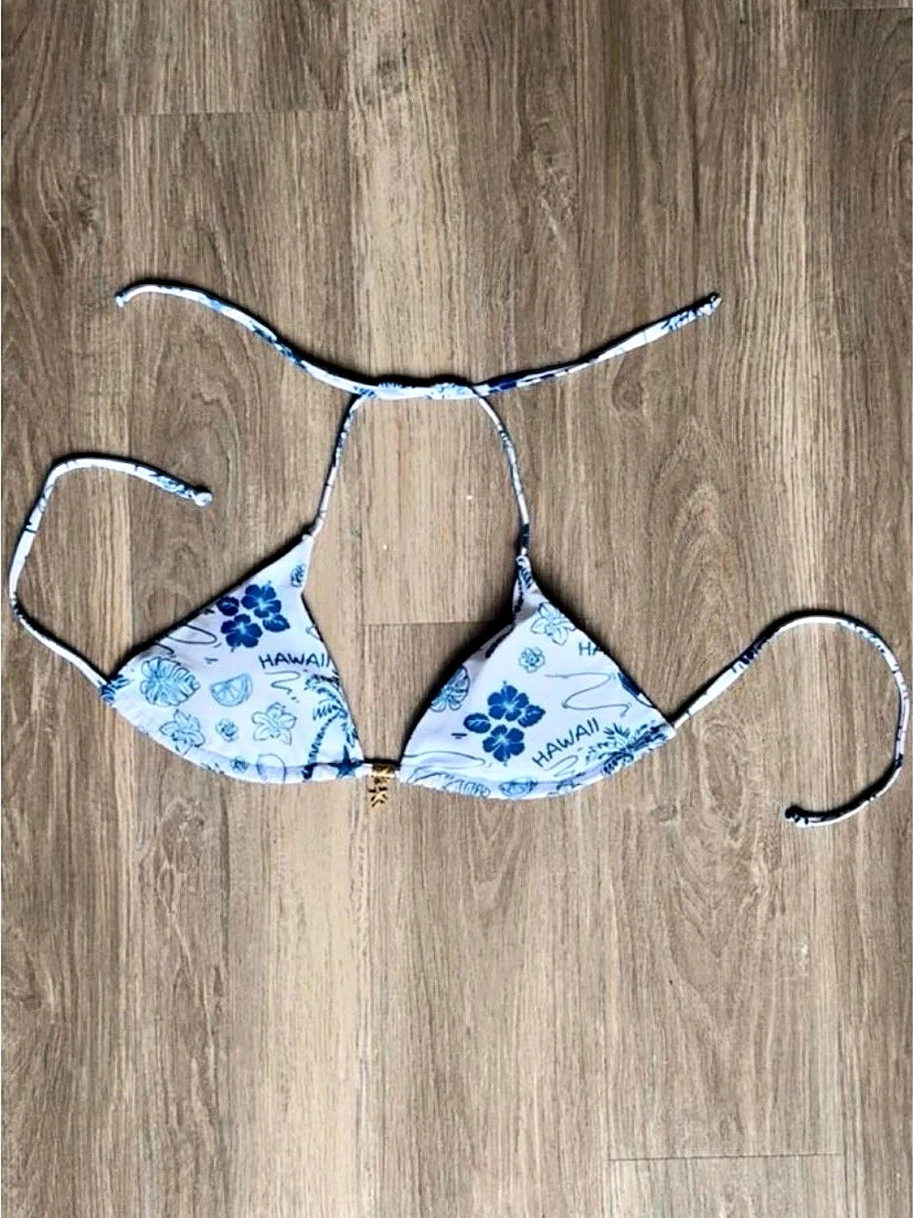 Floral Bikini Top in White & Blue Like New